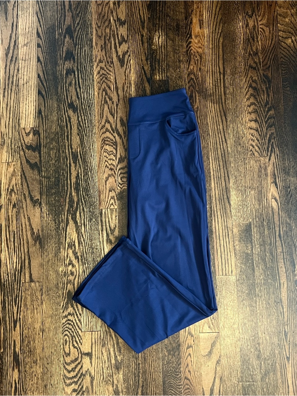High-Rise Wide Leg Pants in Navy Blue
